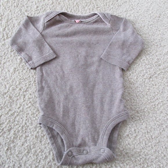 Carters Onesie Bundle Girls Size 3M Brown Gray Long Sleeve Infant Lot of 2‎ - Picture 2 of 6